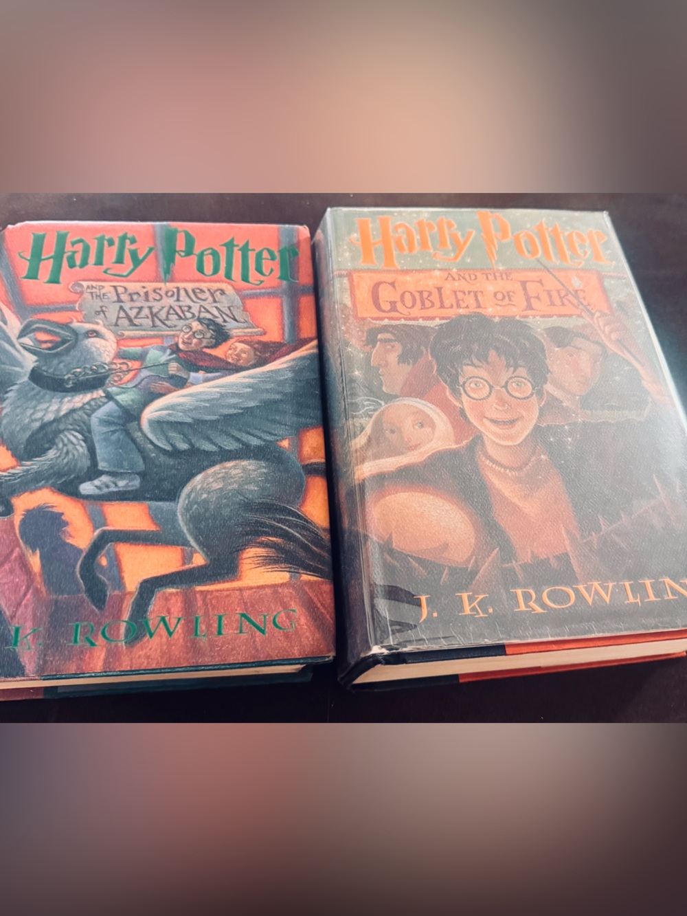 2 Harry Potter Hardcover Book Set - Green and Orange Covers